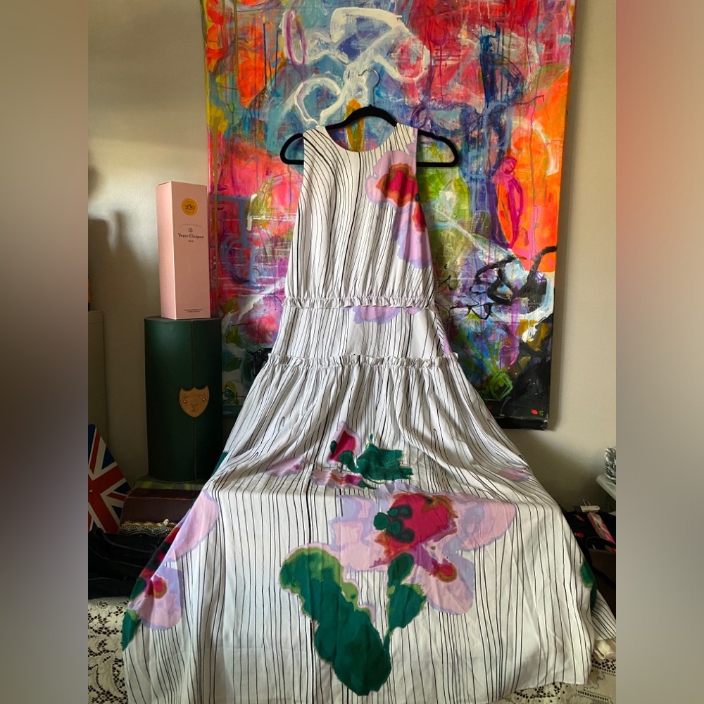 FUN Gorgeous Maxi Dress WEAR A PAINTING 🥰 Artsy elegant Flowy Floral 14 Rachel